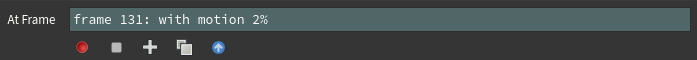 The At Frame readout and the event button row